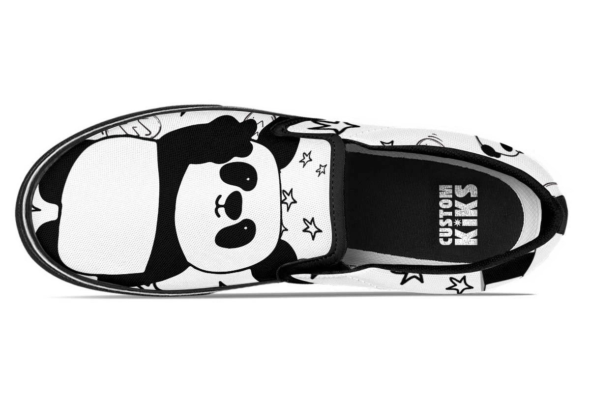 Lazy Panda Doodle Slip Ons