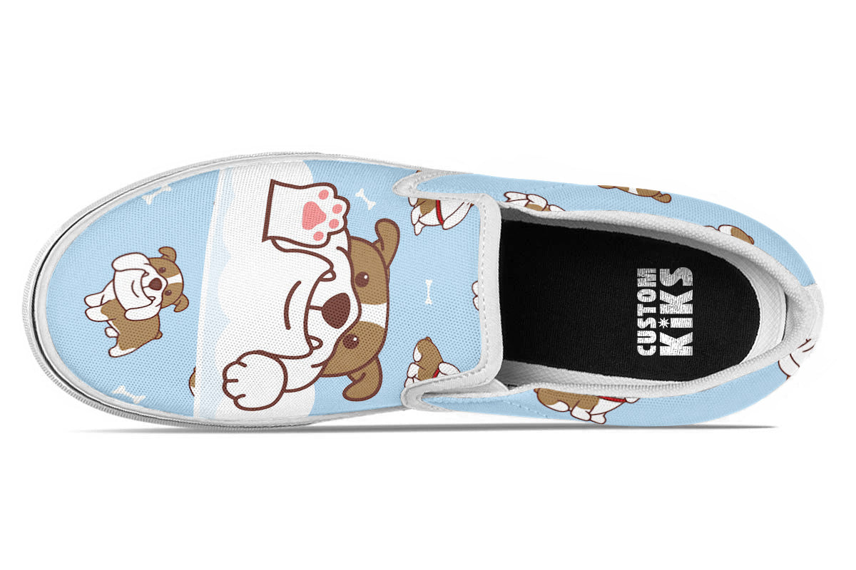 English Bulldog Doodle Slip Ons