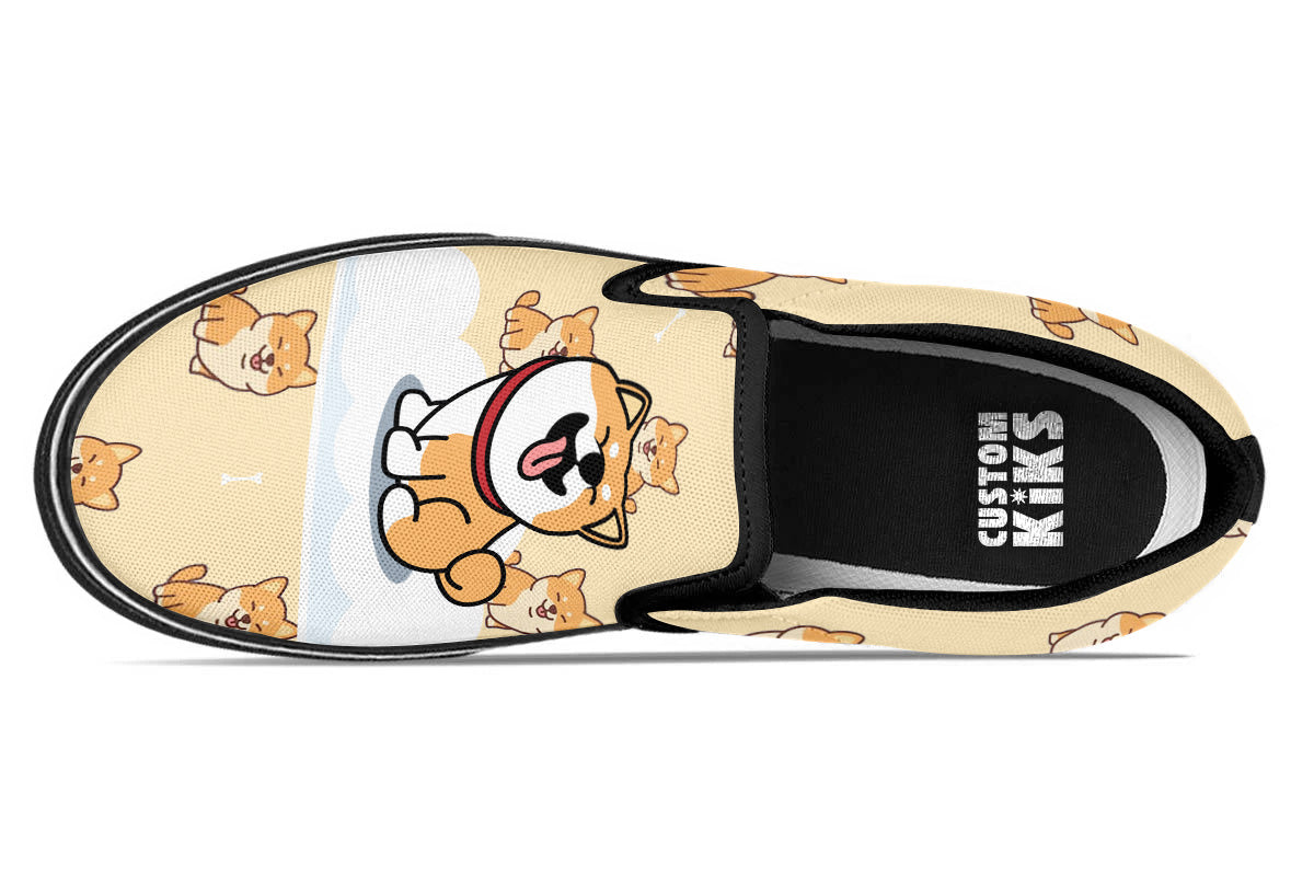 Shiba Inu Doodle Slip Ons