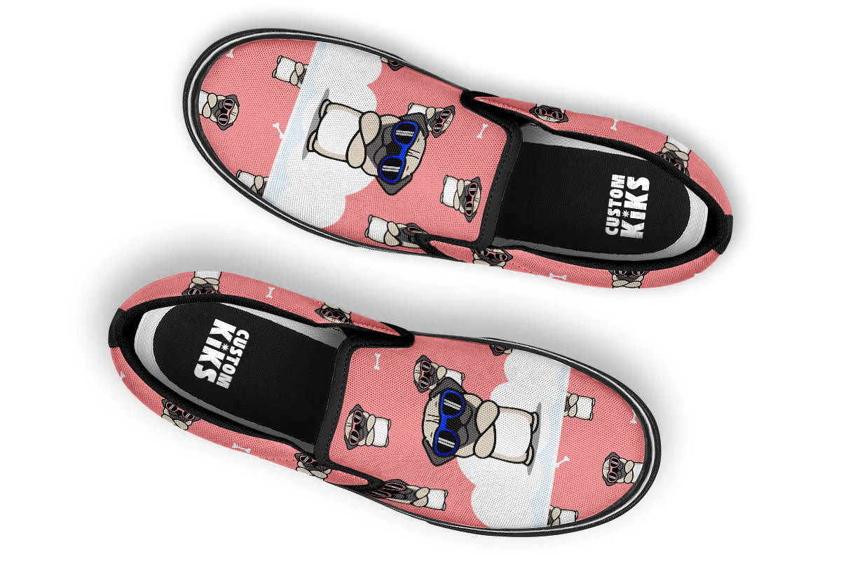 Pug Doodle Slip Ons