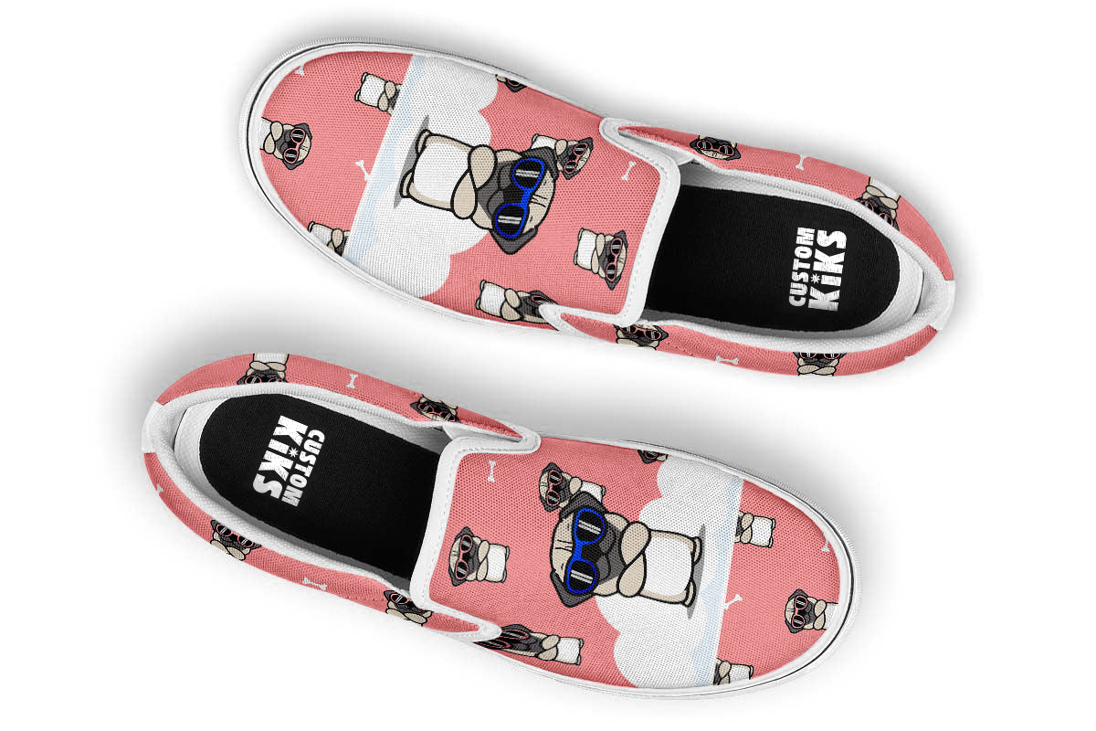 Pug Doodle Slip Ons