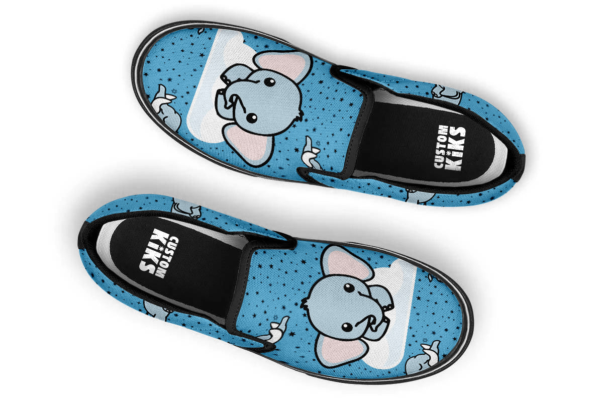 Elephant Doodle Slip Ons