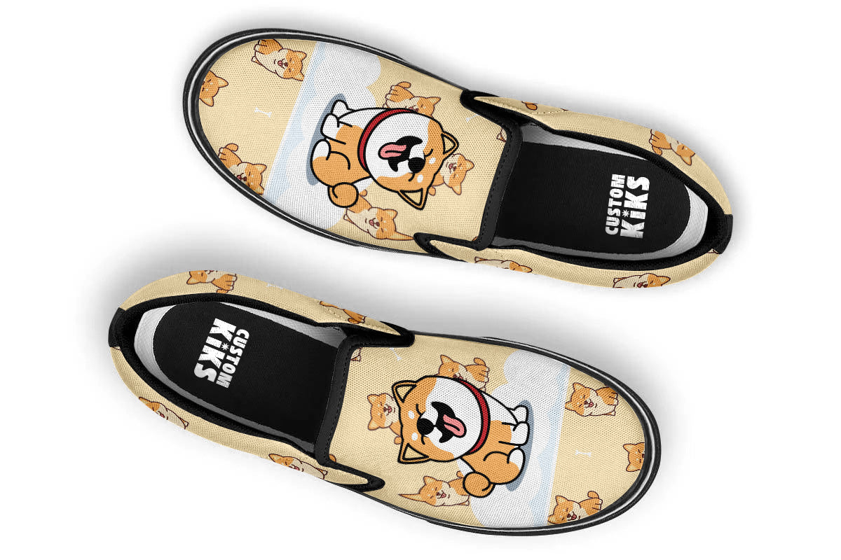 Shiba Inu Doodle Slip Ons