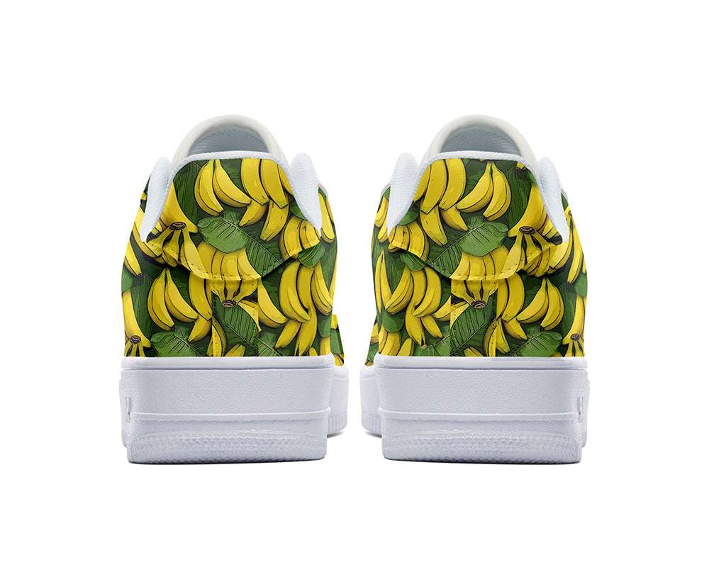 Custom Kiks Sneaker with banana pattern on a white background