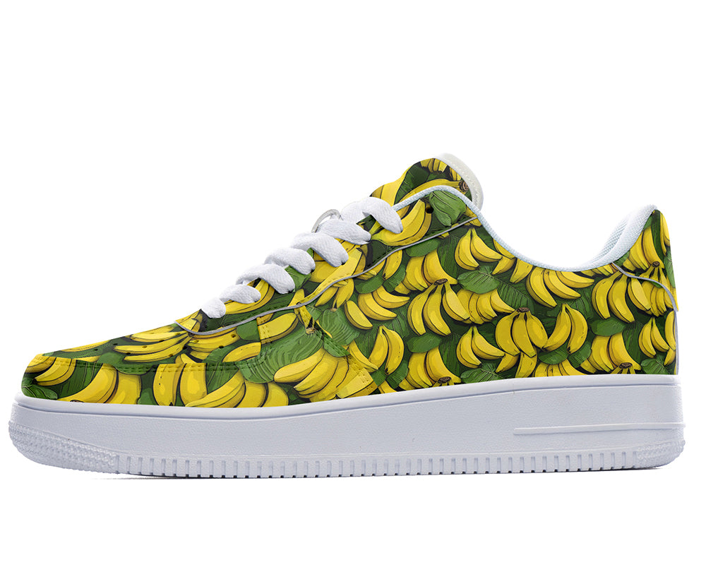 Custom Kiks Sneaker with banana pattern on a white background