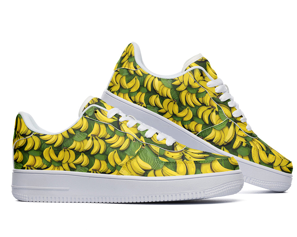 Custom Kiks Sneaker with banana pattern on a white background