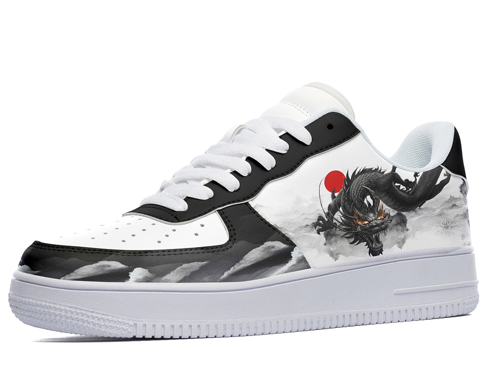 Dragon Sneakers: Dragon Illustration Court Sneakers
