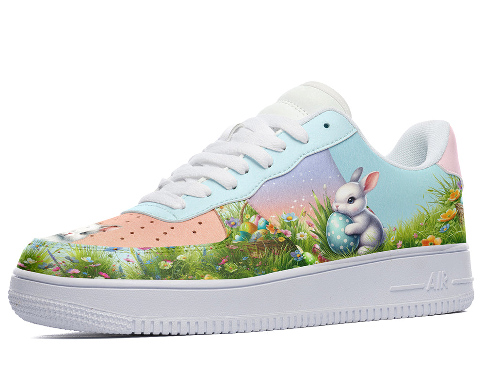 Easter Bunny Sneakers: Easter Bunny and Egg Pattern Court Sneakers