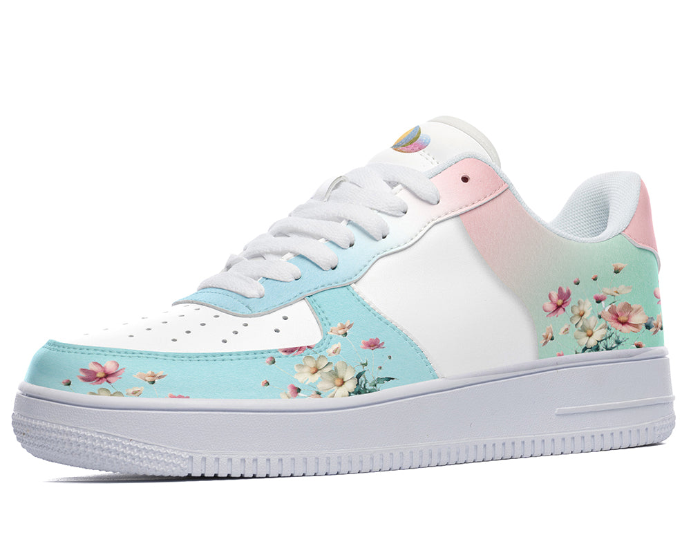 Spring Floral Sneakers: Easter Floral Pattern Court Sneakers