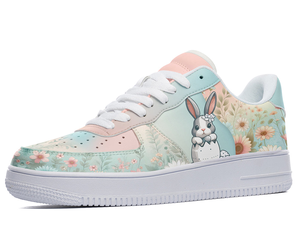 Easter Bunny Sneakers: Easter Bunny Floral Pattern Court Sneakers
