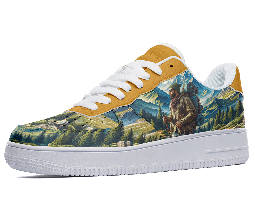 Hiking Sneakers: Mountain Hiking Illustration Court Sneakers