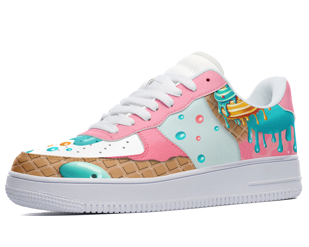 Ice Cream Sneakers: Ice Cream Illustration Court Sneakers