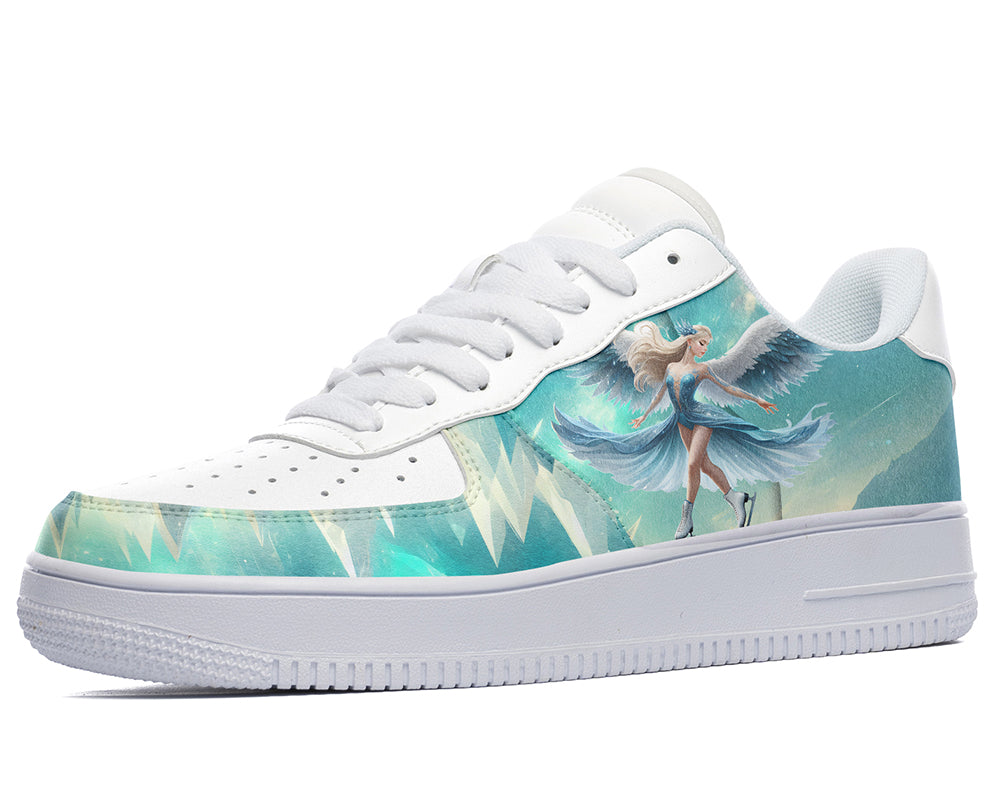Ice Skating Sneakers: Ice Skater Winter Scene Court Sneakers