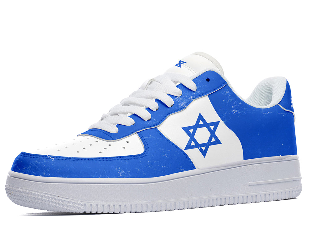 Israeli Flag Sneakers: Israeli Flag Pattern Court Sneakers
