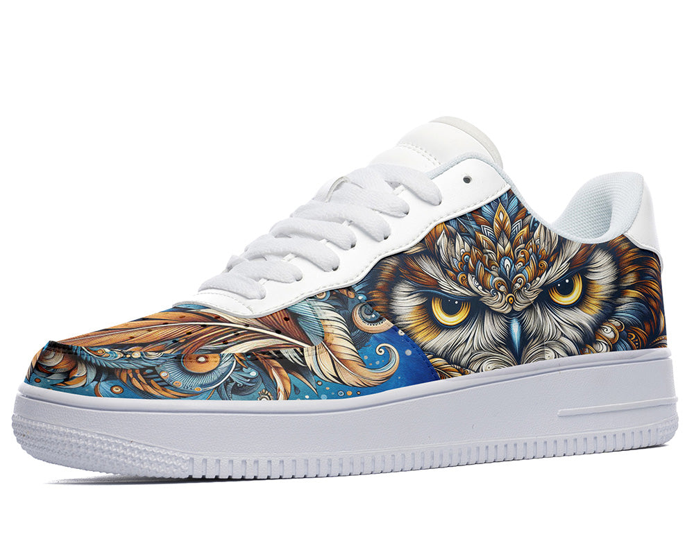 Owl Sneakers: Owl Illustration Court Sneakers