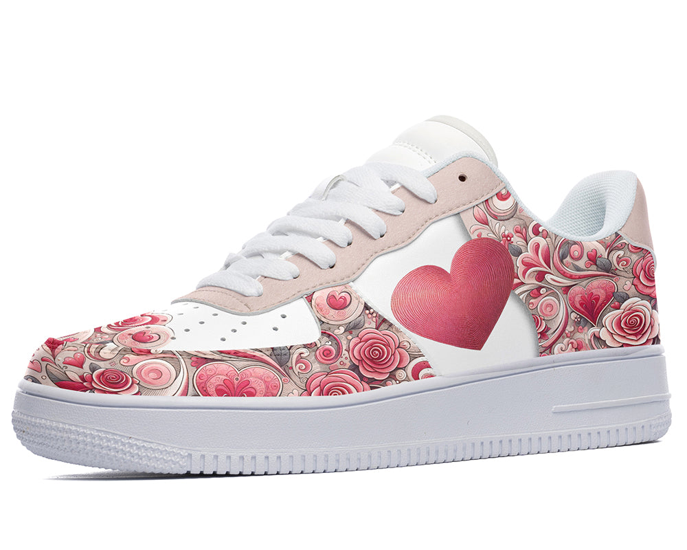 Valentines Sneakers: Heart Pattern Court Sneakers