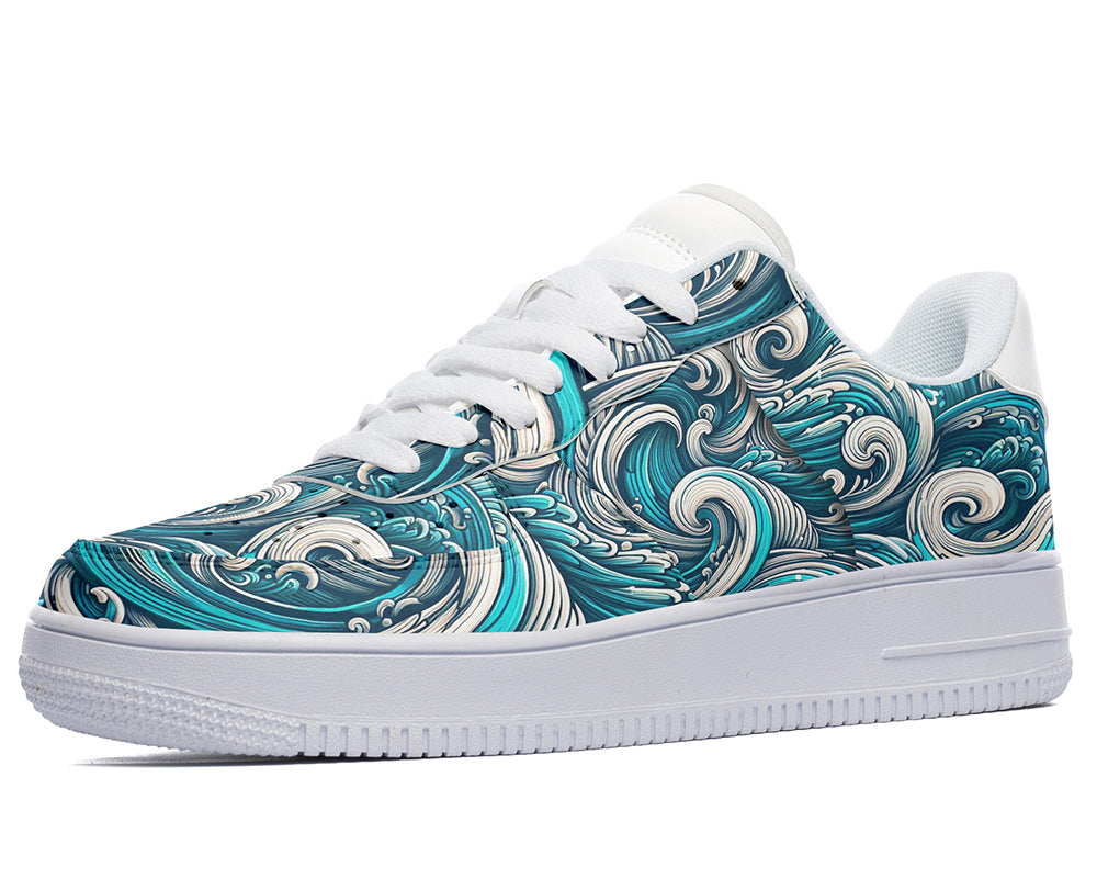 Ocean Wave Sneakers: Wave Pattern Court Sneakers