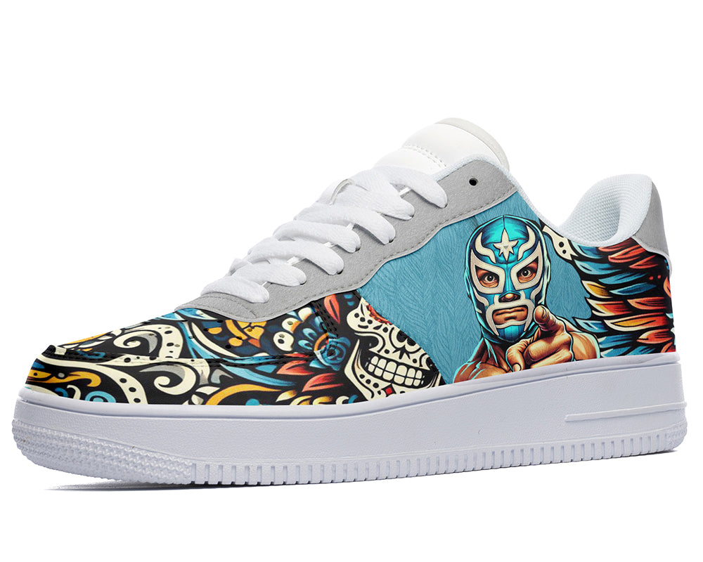 Lucha Libre Sneakers: Lucha Libre Illustration Court Sneakers