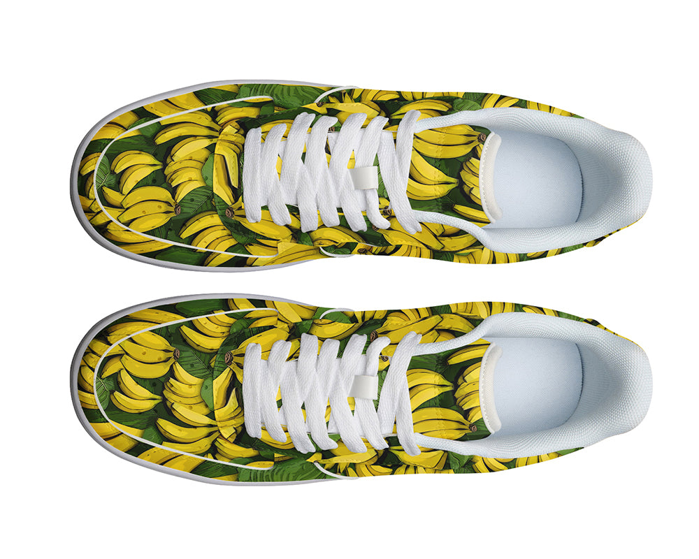 Custom Kiks Sneaker with banana pattern on a white background