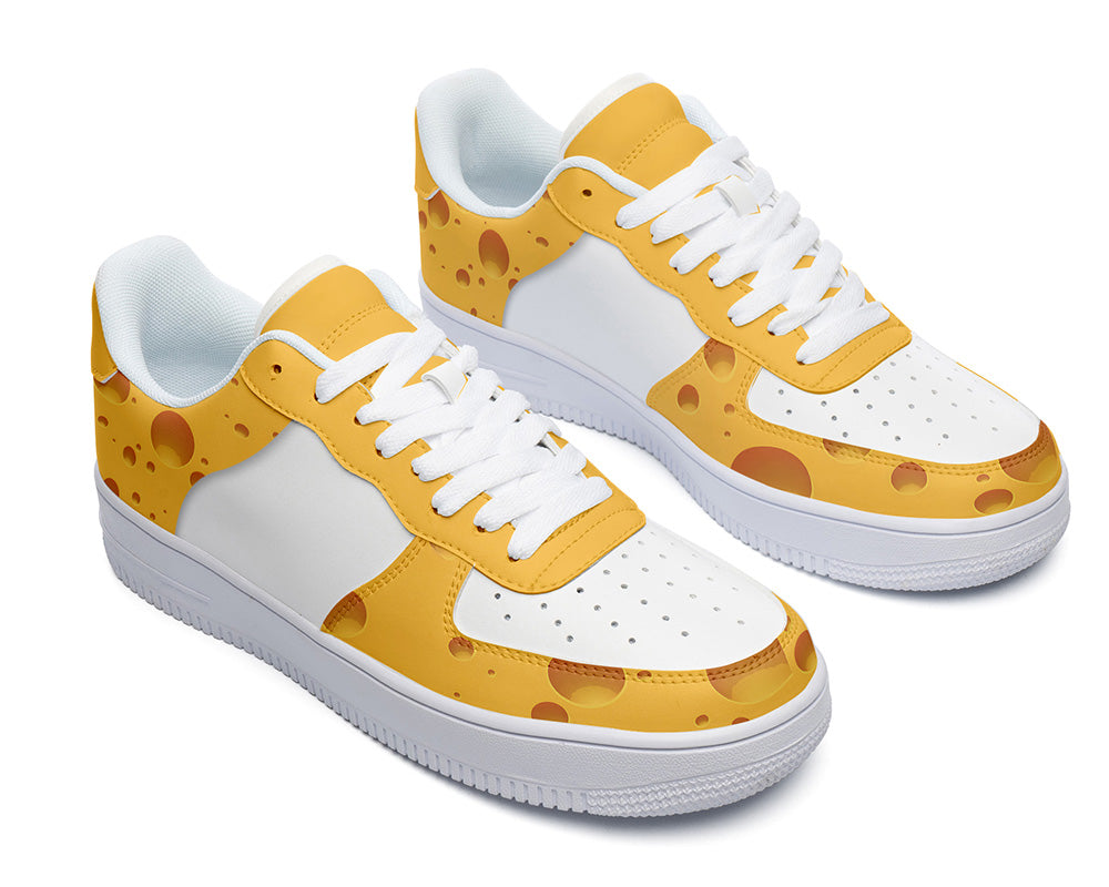 Cheese Sneakers: Cheese Pattern Court Sneakers