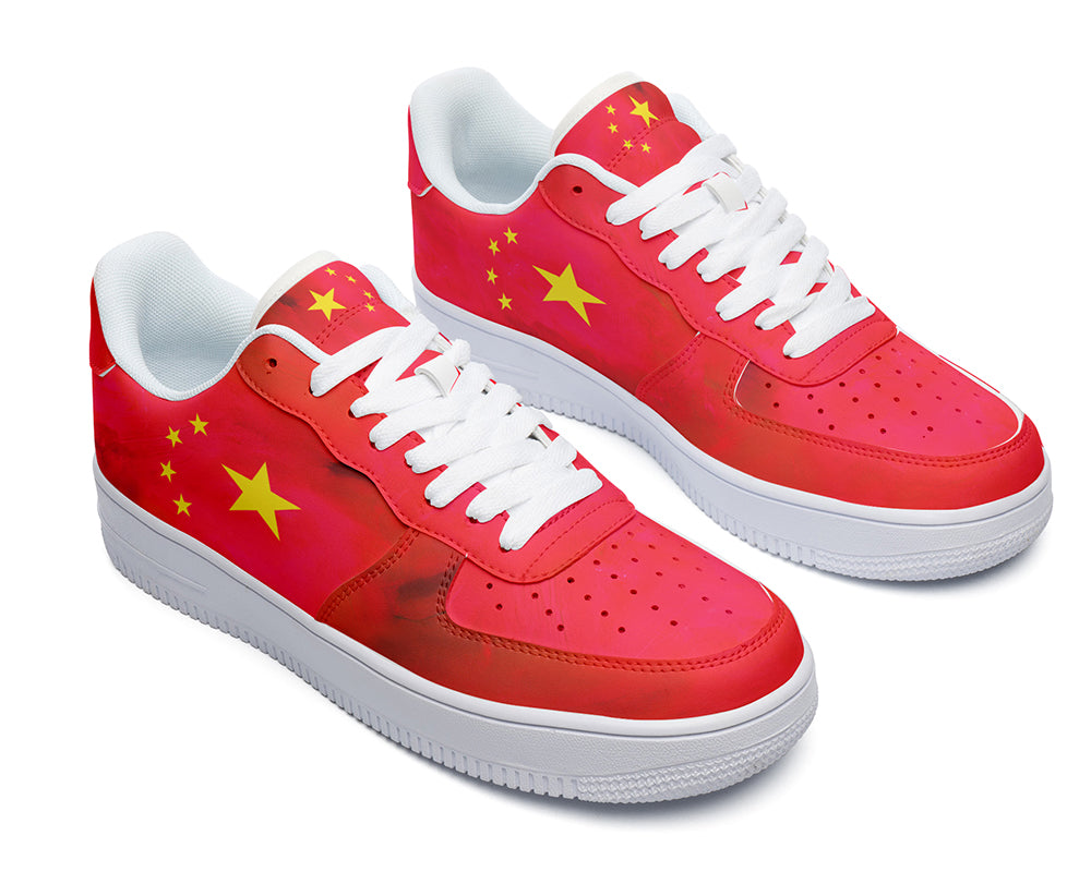China Flag Sneakers: Chinese Flag Pattern Court Sneakers