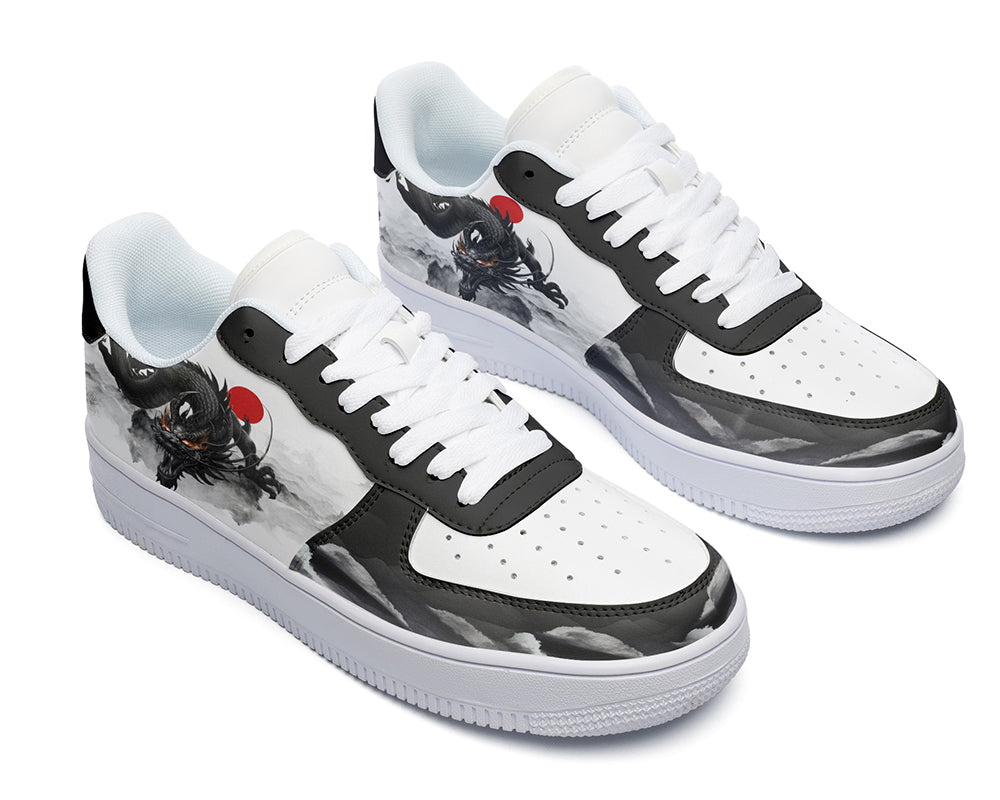 Dragon Sneakers: Dragon Illustration Court Sneakers