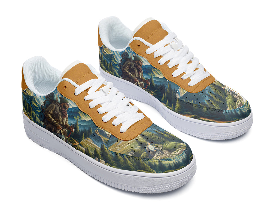 Hiking Sneakers: Mountain Hiking Illustration Court Sneakers