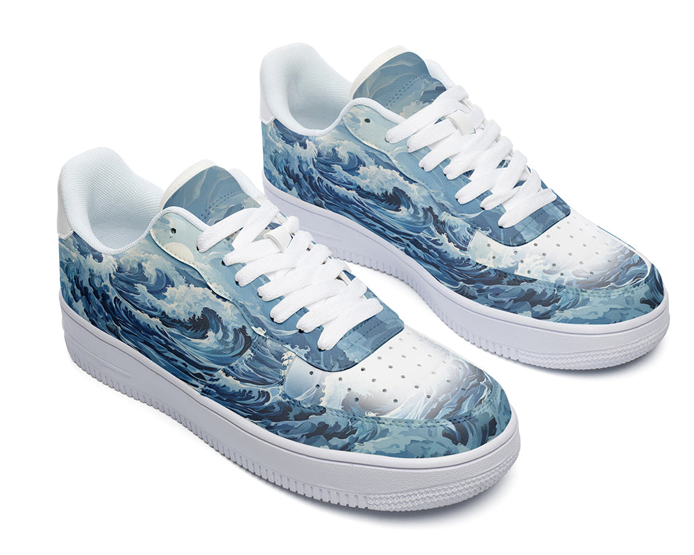 Ocean Wave Sneakers: Ocean Wave Illustration Court Sneakers