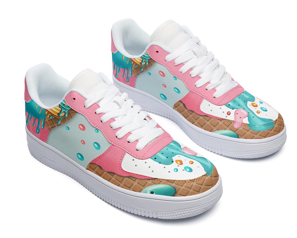 Ice Cream Sneakers: Ice Cream Illustration Court Sneakers