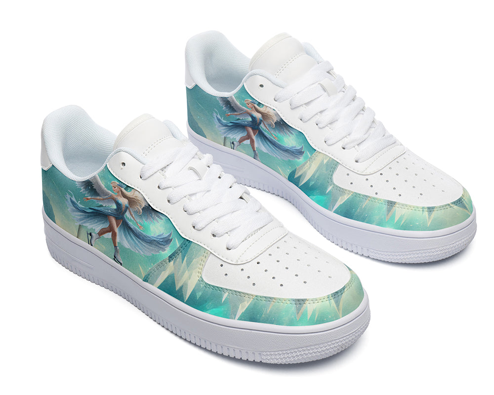 Ice Skating Sneakers: Ice Skater Winter Scene Court Sneakers