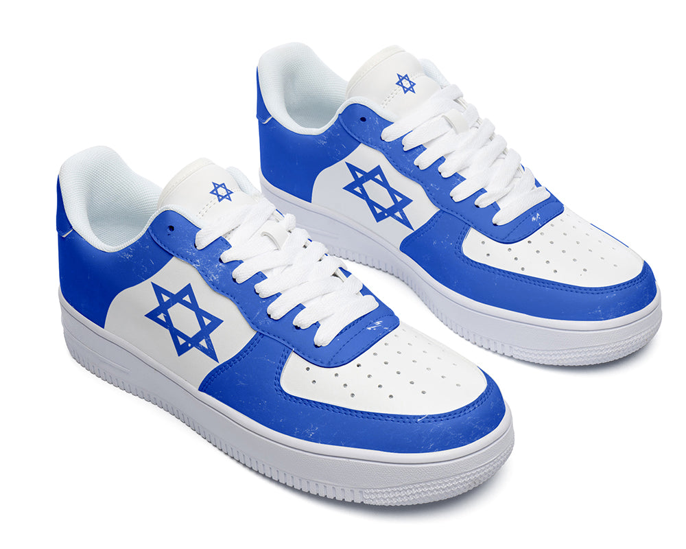 Israeli Flag Sneakers: Israeli Flag Pattern Court Sneakers