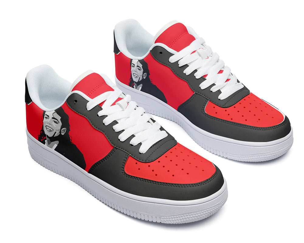 Low-Top Sneaker with Red Michael Jackson Portrait Upper