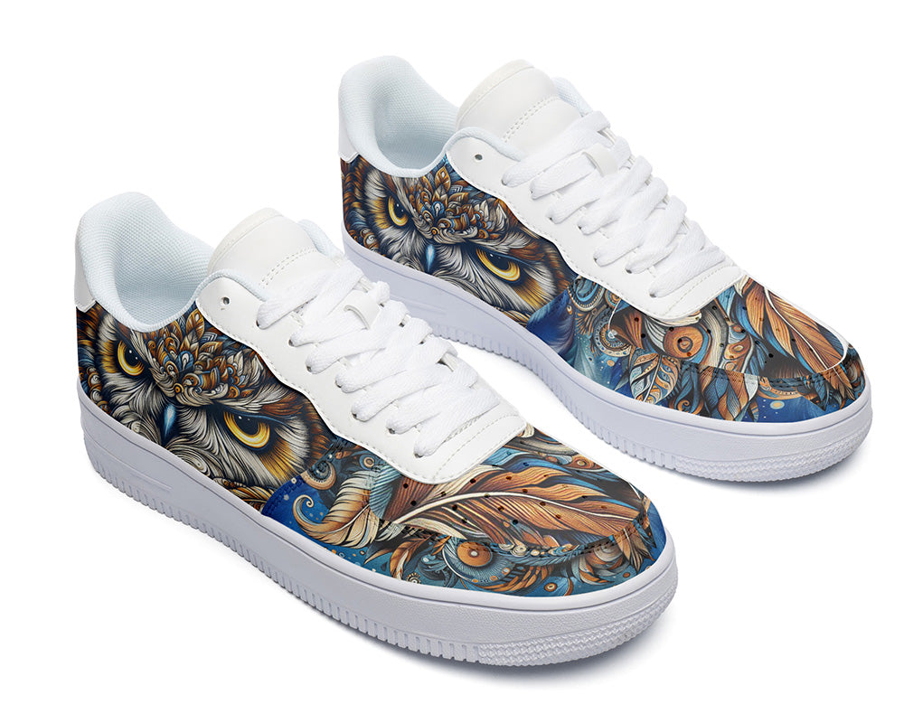 Owl Sneakers: Owl Illustration Court Sneakers
