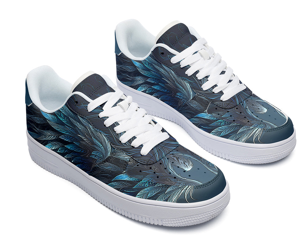 Phoenix Sneakers: Phoenix Feather Pattern Court Sneakers
