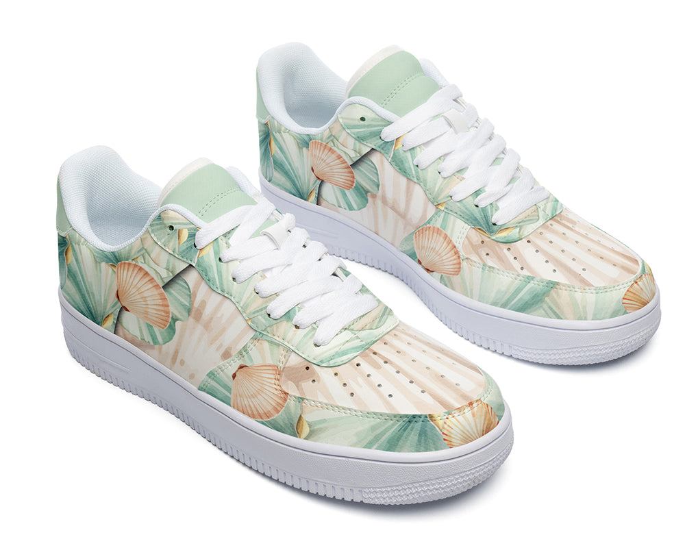 Seashell Sneakers: Seashell Pattern Court Sneakers