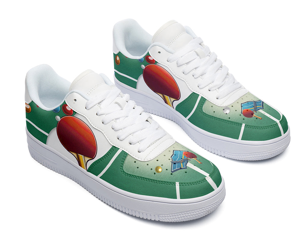 Ping Pong Sneakers: Ping Pong Paddle Pattern Court Sneakers