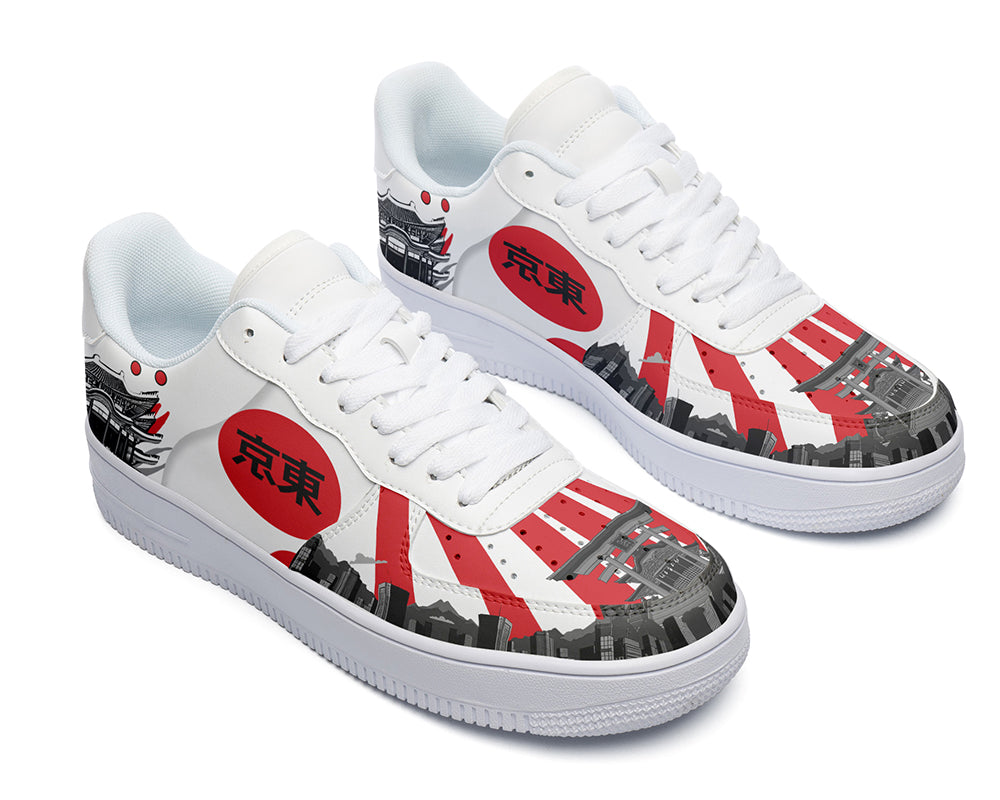 Tokyo Sneakers: Tokyo City Skyline Pattern Court Sneakers