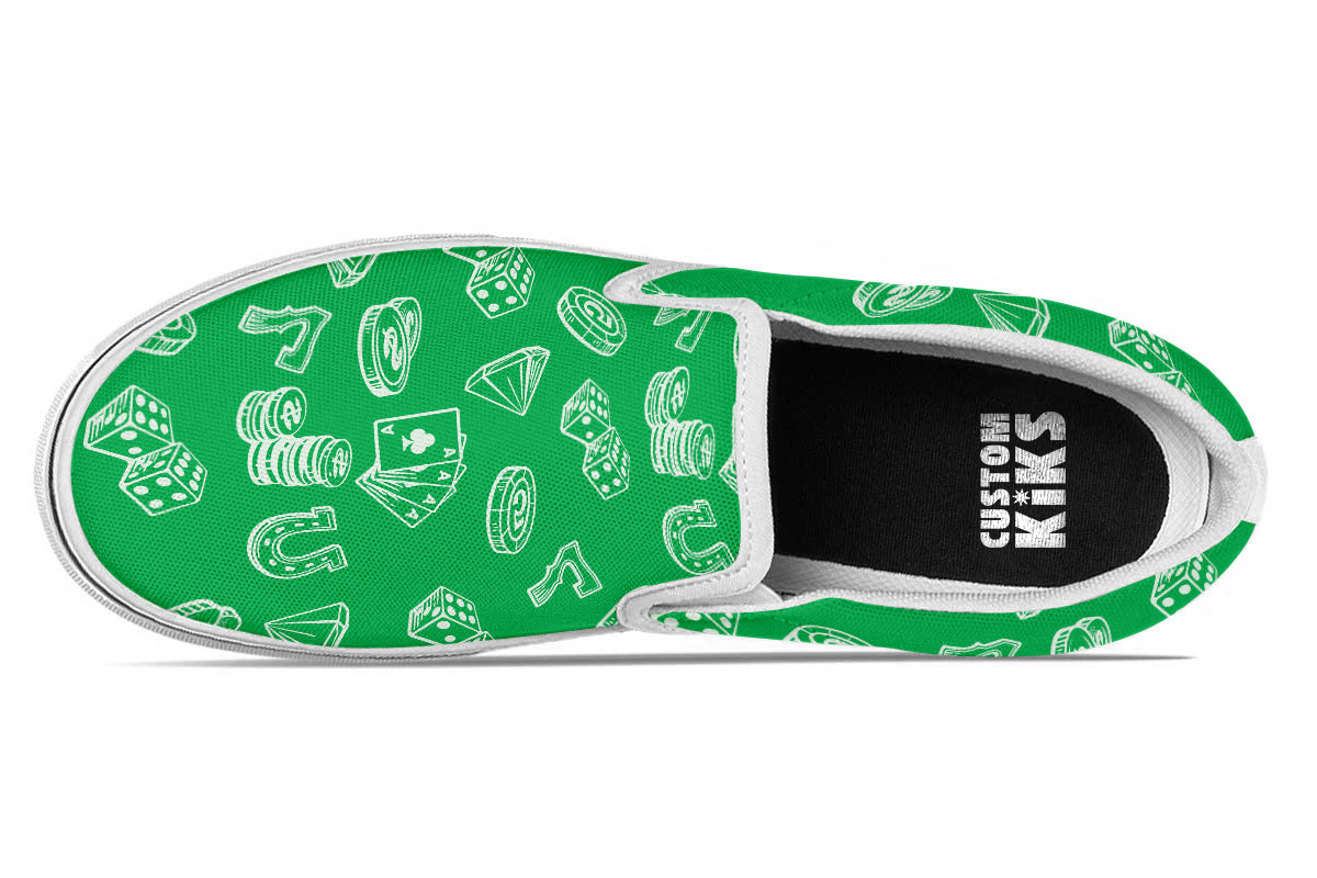 Casino Sneakers: Casino Pattern Slip On Sneakers