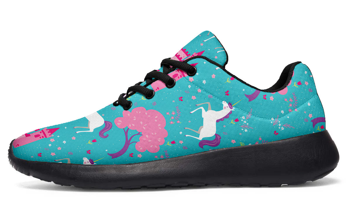 Fairytale Sneakers: Unicorn and Castle Pattern Sport Shoes