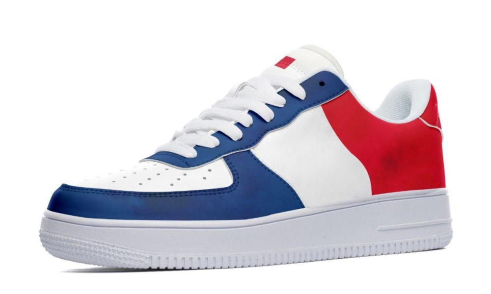 French Flag Sneakers: French Flag Pattern Court Sneakers
