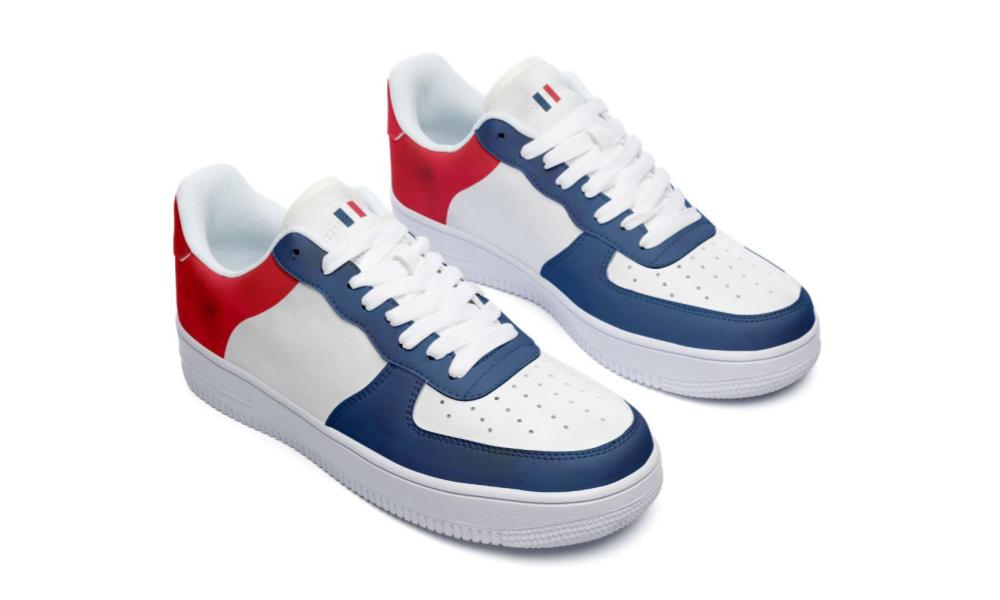French Flag Sneakers: French Flag Pattern Court Sneakers