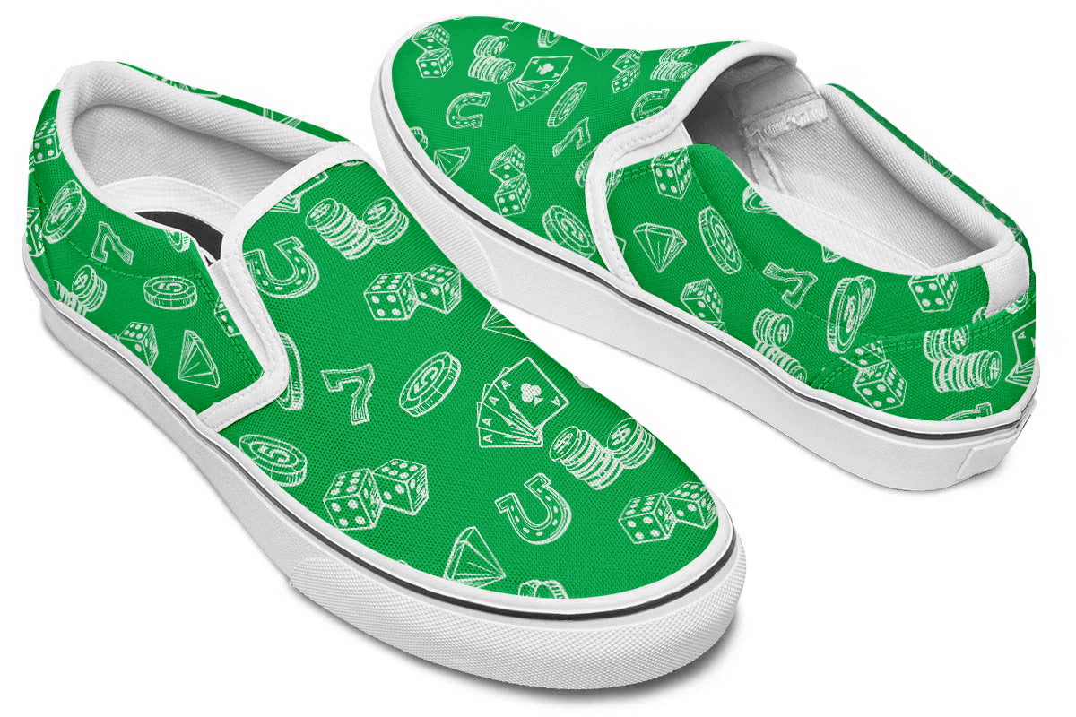 Casino Sneakers: Casino Pattern Slip On Sneakers