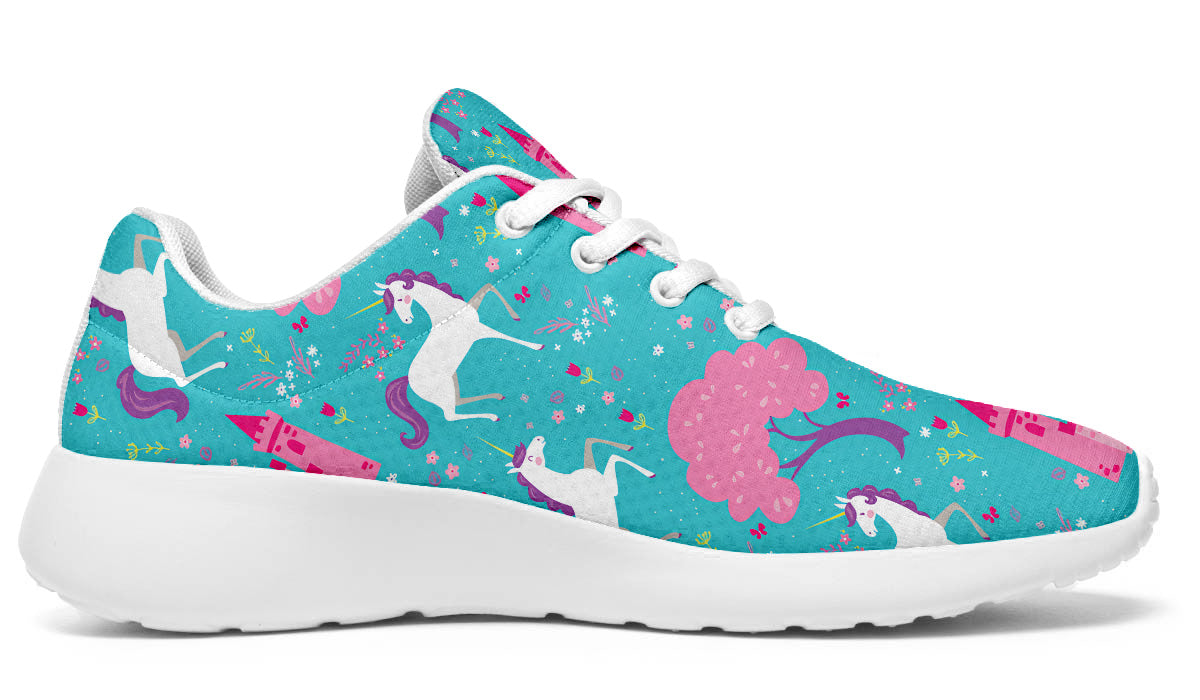 Fairytale Sneakers: Unicorn and Castle Pattern Sport Shoes