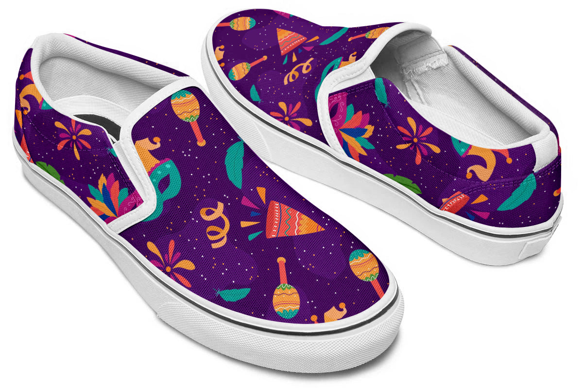 Mardi Gras Sneakers: Mardi Gras Pattern Slip On Sneakers