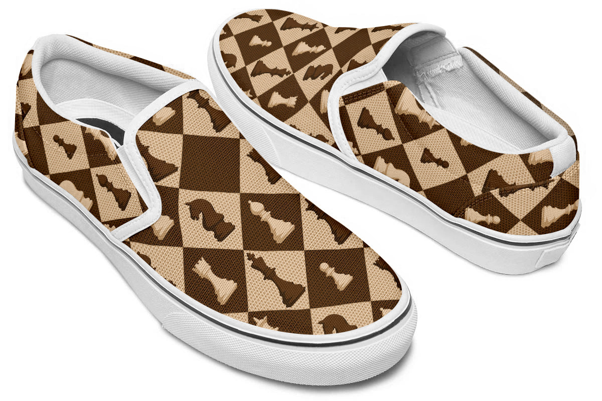 Chess Sneakers: Checkerboard Pattern Slip-On Sneakers