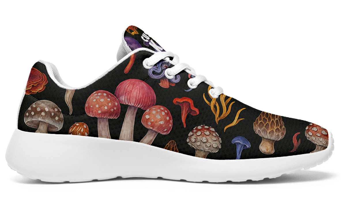 Woodland Mushroom Sneakers: Mushroom Pattern Sport Shoes