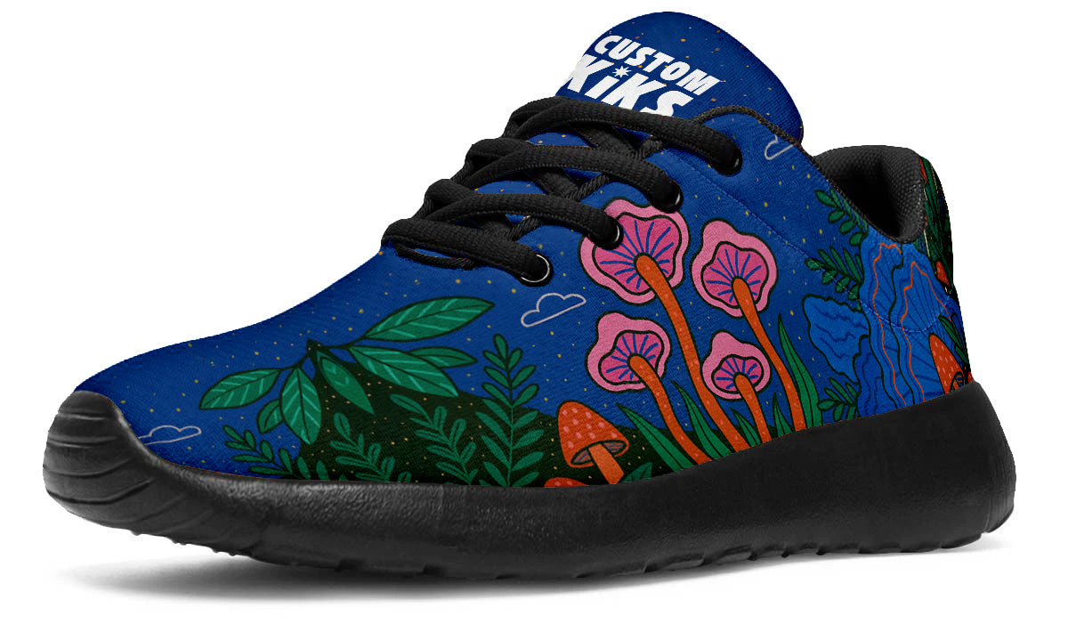 Fantasy Mushroom Sneakers: Colorful Mushroom Pattern Sport Shoes