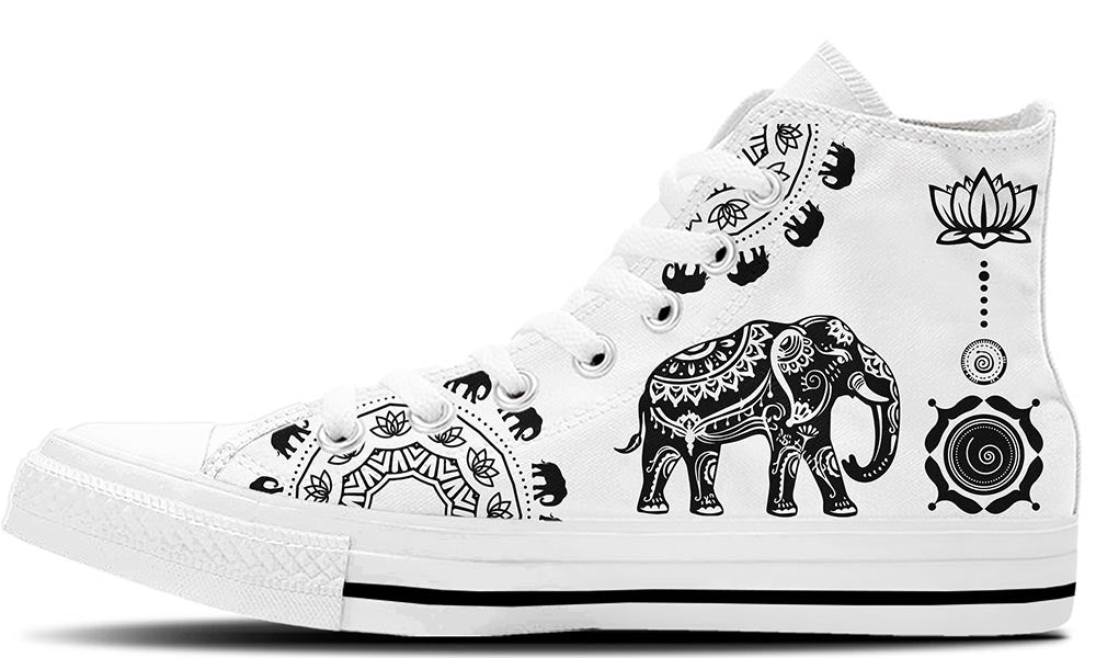 Elephant Sneakers: Ethnic Elephant High Top Sneakers