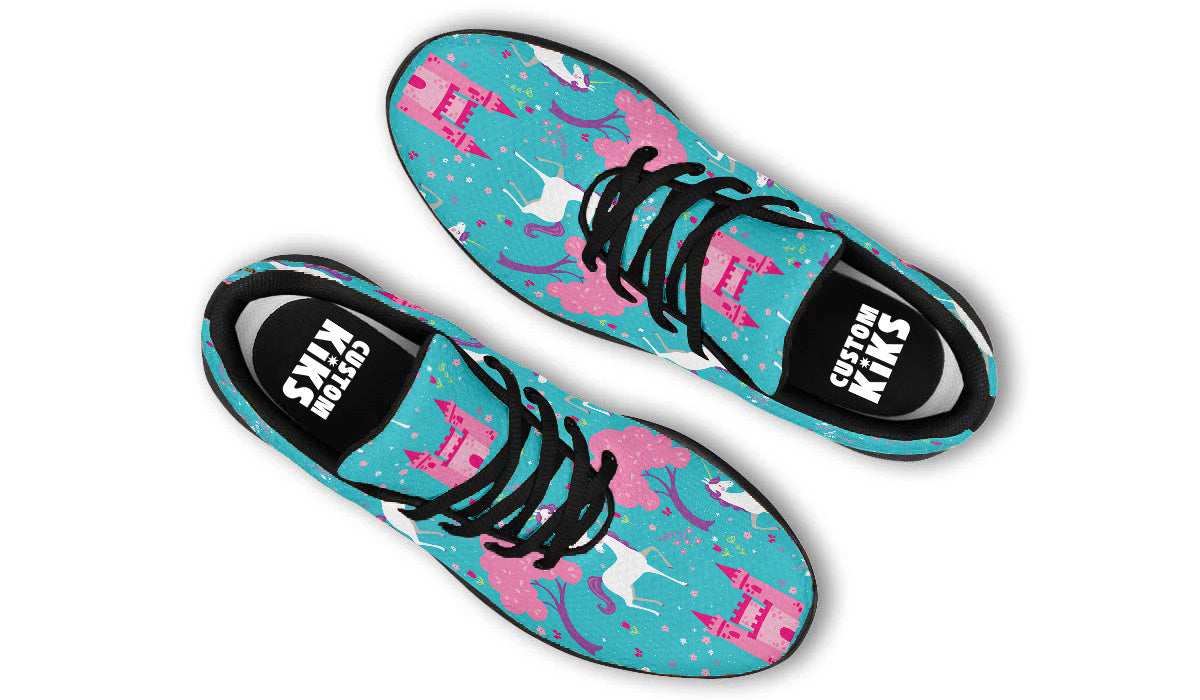 Fairytale Sneakers: Unicorn and Castle Pattern Sport Shoes