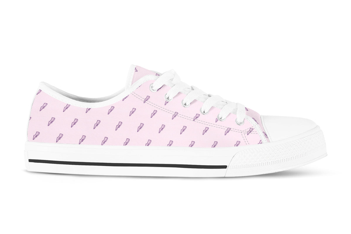 Lightning Bolt Sneakers: Pink Pattern Low Top Sneakers